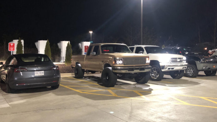 Tesla Tows Away Silverado from Charger